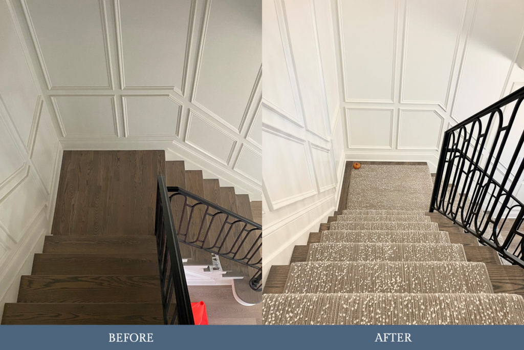 L Shaped Staircase Runner Before And After Carpet Time Nyc