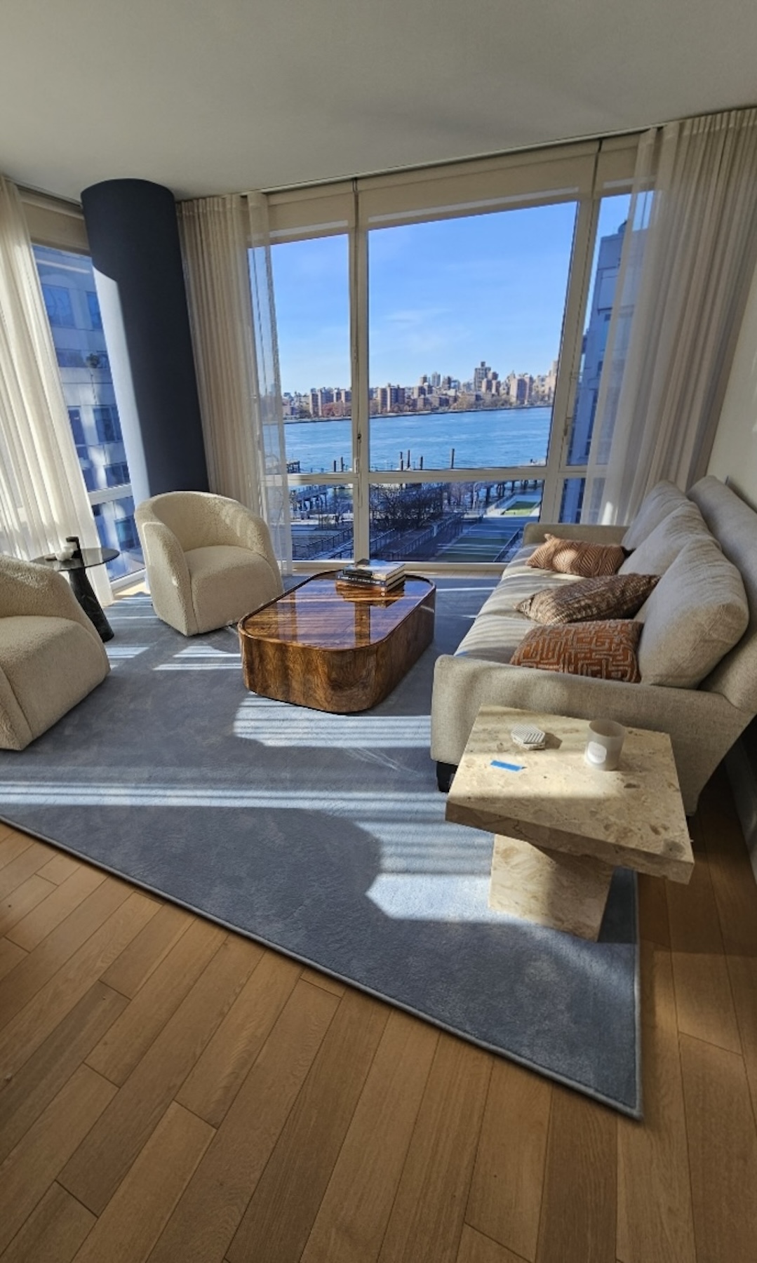 Custom Nusilk Rug Around Column In Brooklyn By Carpet Time Nyc